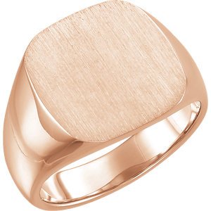 Men's Closed Back Square Signet Ring, 18k Rose Gold (18mm) Size 8.75