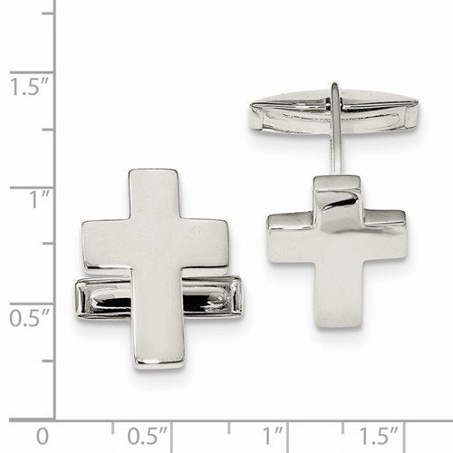 Sterling Silver Cross Cuff Links, 24.3X18.5MM