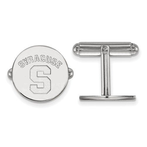 Rhodium-Plated Sterling Silver Polished Syracuse University Cuff Links, 15MM