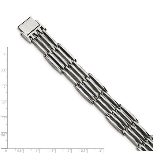 Men's Polished Stainless Steel Link Bracelet, 8.5"