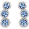 Aquamarine Three-Stone Ear Climbers, Rhodium-Plated 14k White Gold