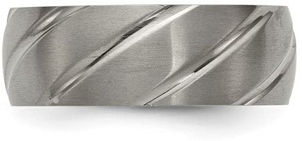 Satin-Brushed, Grey Titanium Swirl Design 8mm Grooved Edge Band