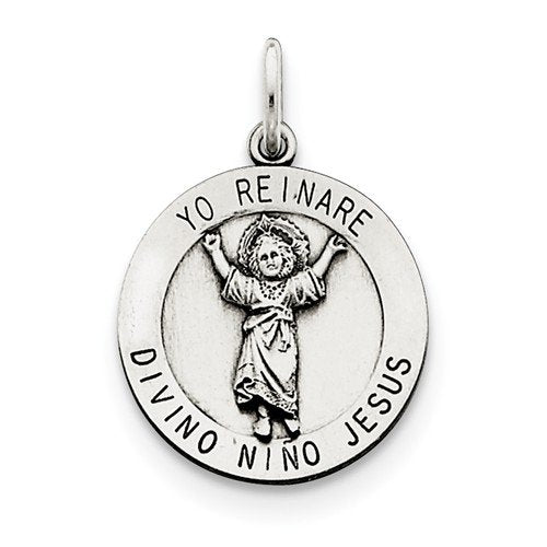 Sterling Silver Divino Nino Medal (Divine Infant Jesus) (23X18MM)