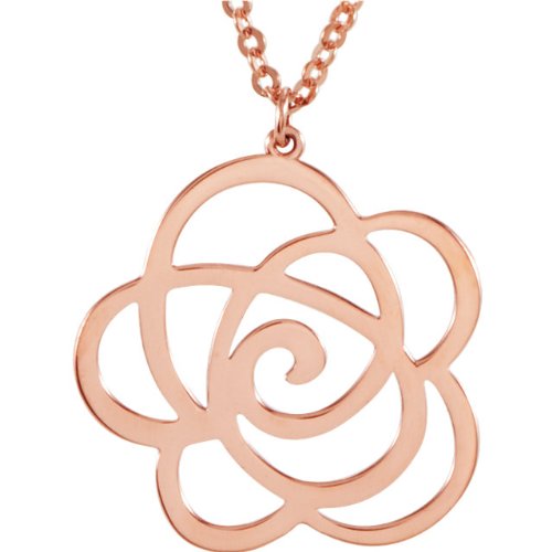 14k Rose Gold Flower Necklace, 18"