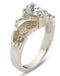 Fancy CZ Pear and Leaf Band, 12k Green and Rose Gold Black Hills Gold Motif, Size 10