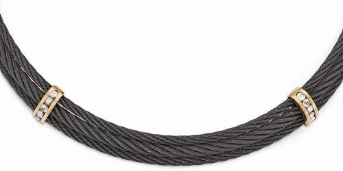 Edward Mirell Titanium and Bronze White Sapphire Cable Necklace, 16"