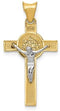 Rhodium-Plated 14k Yellow and White Gold Two-tone St. Benedict Medal Crucifix Cross Pendant(24.89X18.03MM)