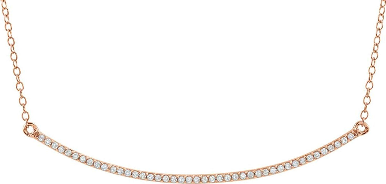 Diamond Bar Necklace in 14k Rose Gold, 16-18" (1/6 Cttw)