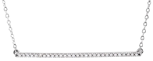 Diamond Bar Necklace in 14k White Gold, 18" (1/6 Cttw)