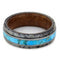 Turquoise, Deer Antler, Mesquite Wood Sleeve 7mm Comfort-Fit Brushed Titanium Wedding Band