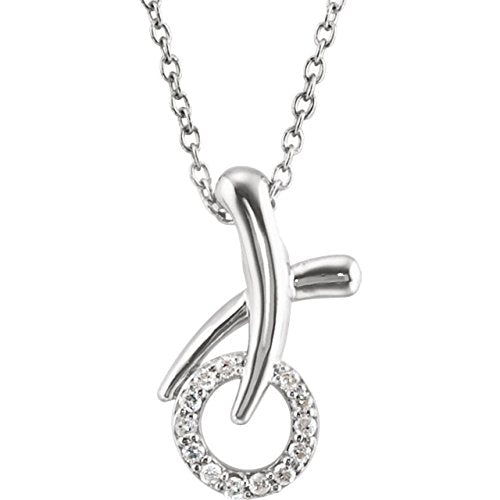 The Men's Jewelry Store (for HER) Diamond 'XO' Sterling Silver Pendant Necklace,18" (1/10 Cttw)