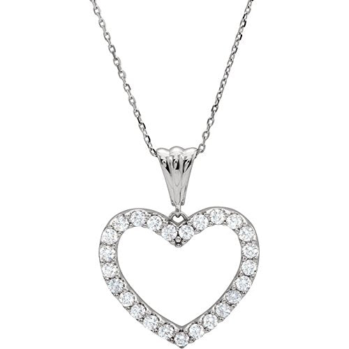 14k White Gold Diamond Heart Necklace (GH Color, I1 Clarity, 1/4 Cttw)