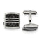 Stainless Steel Black Carbon Fiber Inlay and Enamel Cuff Links, 19X21MM