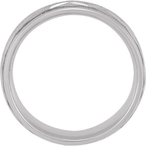 7mm 10k White Gold Diamond Cut Comfort Fit Band, Size 4.25