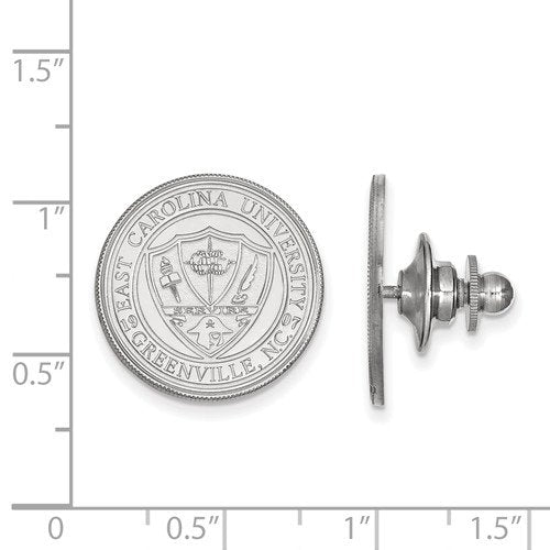 Rhodium-Plated Sterling Silver East Carolina University Crest Cuff Links, 18MM