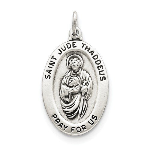 Sterling Silver Saint Jude Thaddeus Medal (32X18MM)