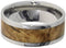 Black Ash Burl Wood Inlay 8mm Comfort Fit Polished Titanium Band, Size 15