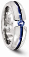 Edward Mirell Titanium Blue Sapphire and Grooved Anodized 6mm Wedding Band, Size 8.5