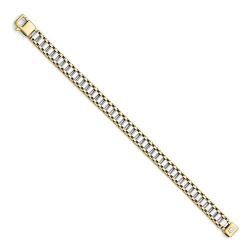 Men's Two-Tone 14k Yellow and White Gold 9.25mm Link Bracelet, 8.25"