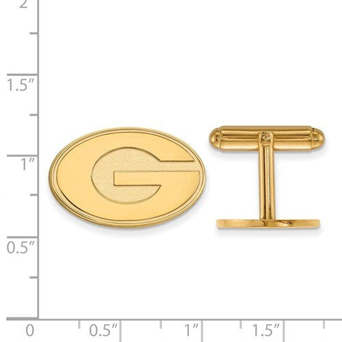 Gold-Plated Sterling Silver University Of Georgia Round Cuff Links, 15X24MM