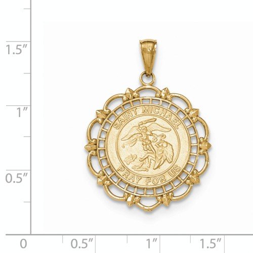 14k Yellow Gold Saint Michael Medal Pendant