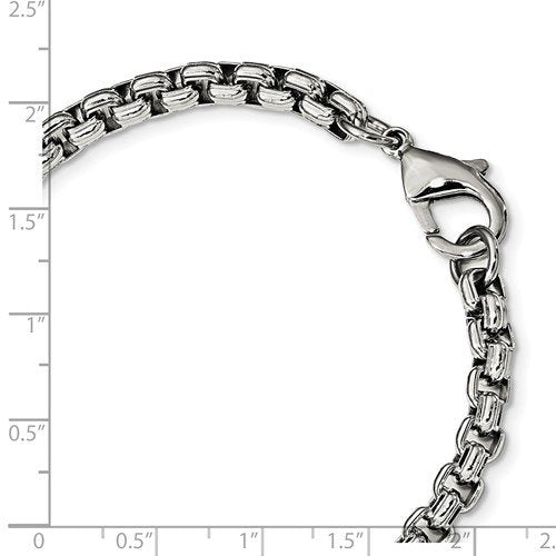 Men's Polished Stainless Steel 5.55mm Fancy Box Bracelet, 8.25"
