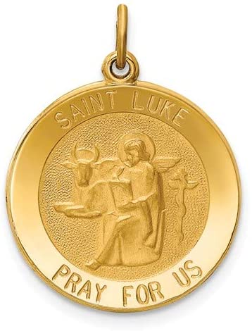 14k Yellow Gold St. Luke Medal Pendant (27X19MM)