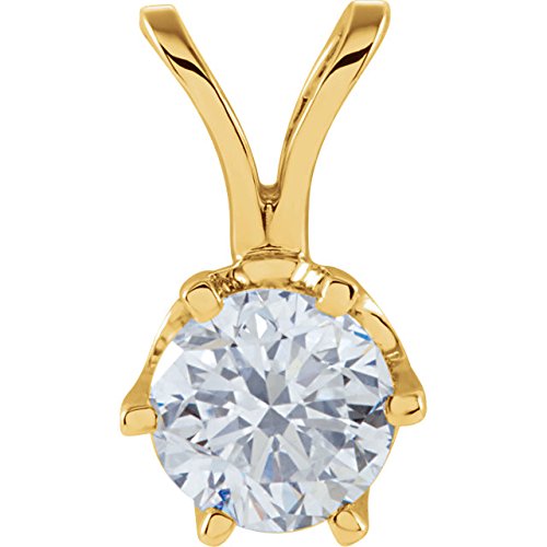 14k Yellow Gold Diamond Solitaire Pendant