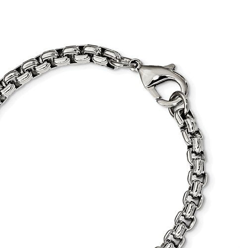 Men's Polished Stainless Steel 5.55mm Fancy Box Bracelet, 8.25"