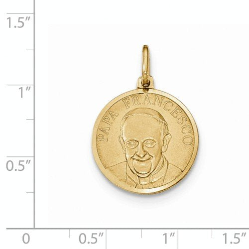 14k Yellow Gold Papa Francesco Medal Pendant