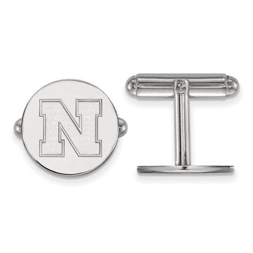 Rhodium-Plated Sterling Silver, University Of Nebraska Cuff Links, 15MM