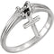 Cross Dangle Ring, 3.75mm Rhodium-Plated 14k White Gold, Size 4.25