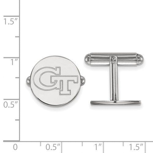 Rhodium-Plated Sterling Silver Georgia Institute Technology Cuff Links,15MM