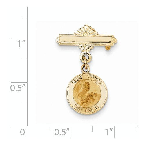 14k Yellow Gold St. Theresa Medal Pin (26X18MM)