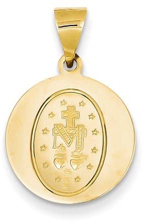 14k Yellow Gold Miraculous Pendant Medal (20X18MM)