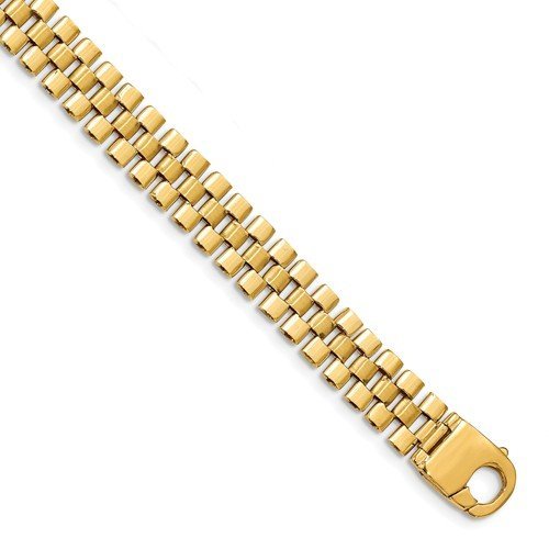 Men's Polished and Satin 14k Yellow Gold 10.5mm Link Bracelet, 8.5 "