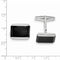 Rhodium-Plated Sterling Silver Onyx Rectangle Cuff Links, 24.1X18.1MM