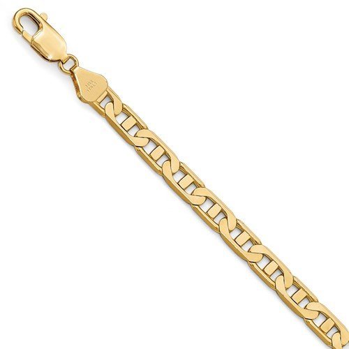 Men's Polished 14k Yellow Gold 6.00mm Concave Anchor Chain Bracelet, 8"