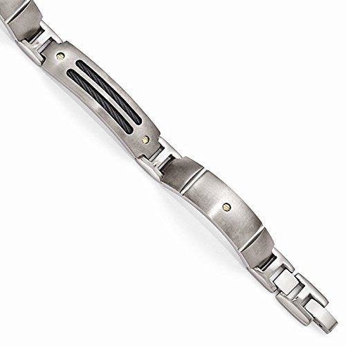 Men's Cable Sport Collection Gray Titanium, 18k Yellow Gold Screws, 11mm Brushed Satin Bracelet, 8.5"