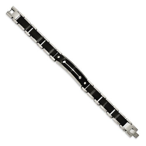 Men's Brushed and Polished Stainless Steel Black IP-Plated Bracelet, 8.5"