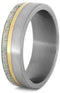 Deer Antler, 14k Yellow Gold 6mm Comfort-Fit Brushed Titanium Wedding Ring, Size 4.75