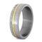 Deer Antler, 14k Yellow Gold 6mm Comfort-Fit Brushed Titanium Wedding Ring