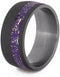 The Men's Jewelry Store (Unisex Jewelry) Purple Stardust Band with Meteorite and Yellow Gold 9mm Sandblasted Titanium Comfort-Fit Wedding Band, Size 14.5