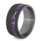 The Men's Jewelry Store (Unisex Jewelry) Purple Stardust Band with Meteorite and Yellow Gold 9mm Sandblasted Titanium Comfort-Fit Wedding Band