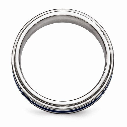 Anodized Collection Gray and Blue Titnaium 8mm Comfort-Fit Band