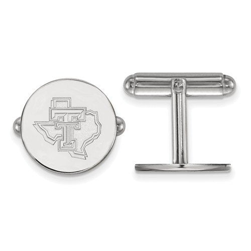 Rhodium-Plated Sterling Silver Texas Tech University Cuff Links, 15MM