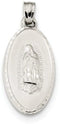 Sterling Silver Mary Medal Reversible Pendant (25.5X13MM)