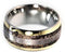 Dinosaur Bone, Gibeon Meteorite, 14k Yellow Gold 11mm Comfort Fit Titanium Wedding Band