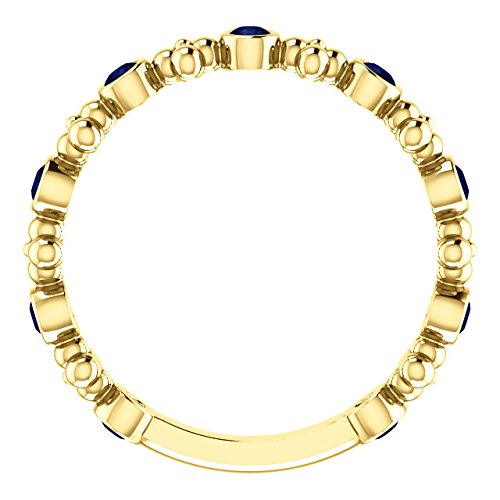 Chatham Created Blue Sapphire Beaded Ring, 14k Yellow Gold