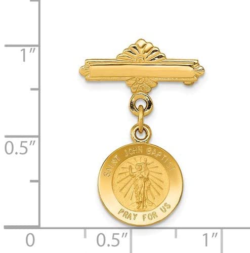 14k Yellow Gold Saint John the Baptist Medal Pin (27X17MM)